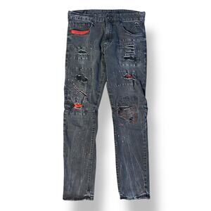 Smoke‎ Rise Slim Fit Paint Splatter Acid Wash Distressed Jeans Men’s Size 34